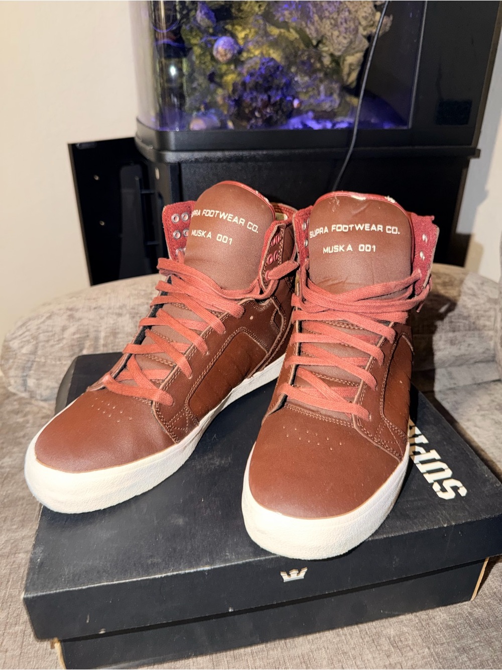 Supra Skytop Burgundy Satin TUF High Top Sneakers Men’s 8.5 Muska 001